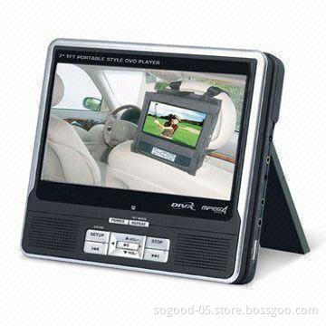 7-inch Portable DVD Player, Includes AV Cable and Remote Control